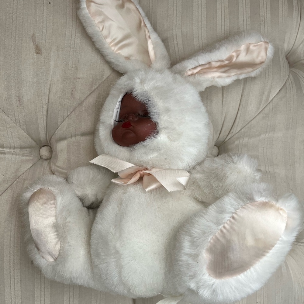 Adorable White Bunny Plush with Pink Accents